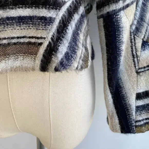 Vena Cava 💥 Stunning 💥 Gryphon cropped sweater jacket Blue Gold Tan White sz 4 - Picture 4 of 9